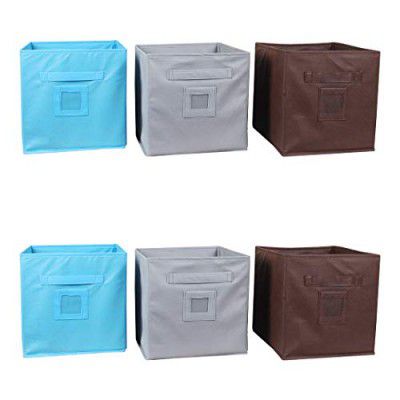 Solimo Fabric Storage Box, Medium, Set of 6, Multicolor