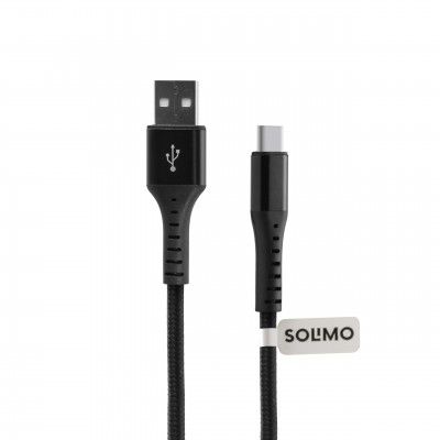 Solimo Fast Charging Braided Type C Data Cable (1 Meter, Black)