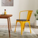 Solimo Fexgoth Chair with Wooden Seat (Iron, Yellow, 1 Piece)...