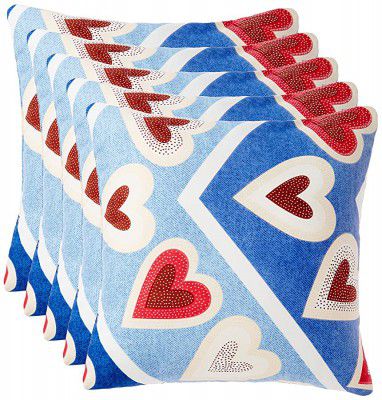 Amazon Brand - Solimo Printed Microfibre Filled Cushion, Atrial Autumn, 16 x 16 inch (40.6 x 40.6 cm), Set of 5
