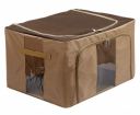 Amazon Brand - Solimo Foldable Underbed Storage Box with Metal Frame Support, 66L, Brown, Set of 1...