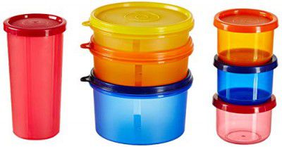 Solimo Food Saver Combo - Set of 7 Plastic Lunch Box & Left Over Multi Purpose Containers (535ml x 1, 290ml x 1, 190ml x 1, 350ml x 1, 150ml x 3)