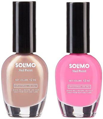 Solimo Fuchsia Pink Nail Polish & Solimo Golden Bronze Nail Polish