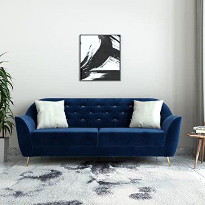 Amazon Brand - Solimo Glandore 3 Seater Sofa (Fabric, Midnight Blue)