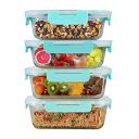 Solimo Glass Containers/Lunch Boxes for Office with Break-Free | Set of 4 | 1,000 ml Each...