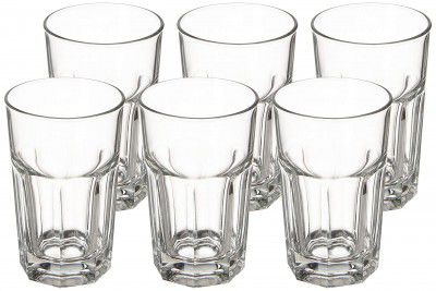 Solimo Glass Tumblers, Set of 6 (290ml each)