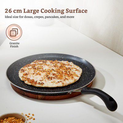 Solimo Granite Dosa Tawa – 30 cm | Non-Stick | 2.8 mm Thick Base | Induction & Gas Compatible | Black