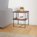 Solimo Gunay Durable Square Side Table, with 2 Storage Shelves (Mango Wood and Metal with Honey Finish)...