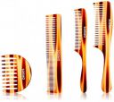 Solimo Handmade Brown Set of 4 Combs 1 Long-Handle, 1 Extra-Wide U-Shaped, 1 All-Purpose, 1 Curved-Handle Comb...