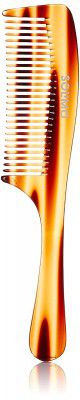 Solimo Handmade Turtle Shell Brown Long-Handle and Curved Rake Comb, 19 cm x 4 cm