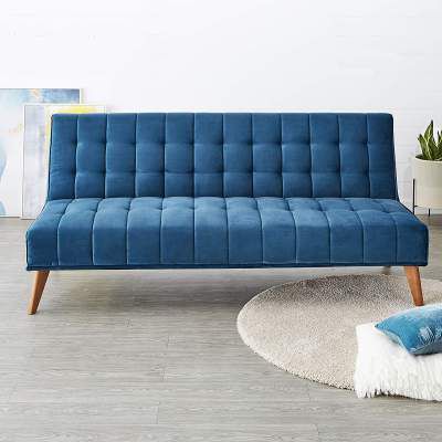 Amazon Brand - Solimo Holmes Fabric 3 Seater Sofa cum Bed (Blue)