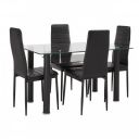 Solimo Hydra Glass 4 Seater Dining Set with Shelf (Black)...