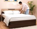 Amazon Brand - Solimo Hypnoz Engineered Wood Queen Bed with storage (Chequered dark finish)...