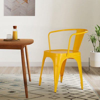 Solimo Jedtona Chair (Rustic Iron, Yellow, 1 Piece)