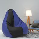 Amazon Brand - Solimo Jumbo Bean Bag Cover - Without Beans- Cover Only (Black Blue)(Faux Leather)...