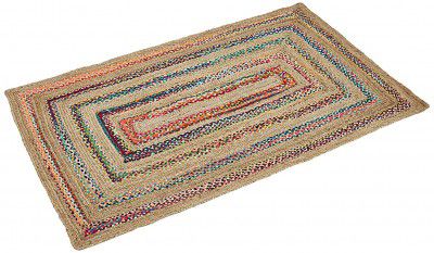 Amazon Brand - Solimo Jute Braided Carpet for Living and Bedroom, Rectangular, Multicolour, 3 x 5 ft