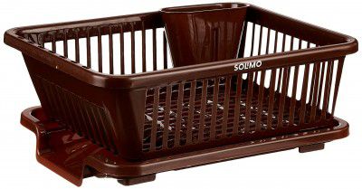 Solimo Kitchen Rack With Detachable Cutlery Holder And Drain Tray