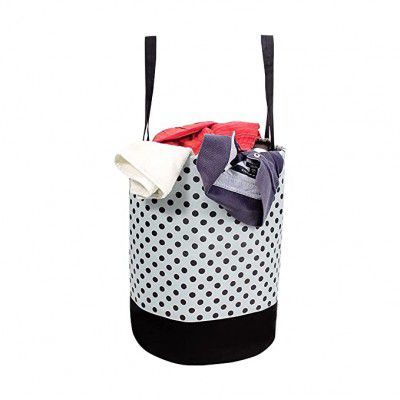 Solimo Laundry Bag, Polka, Grey