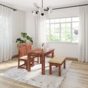 Solimo Lixy Four Seater Dining Table with 2 Cushioned Chairs and 1 Cushioned Bench...