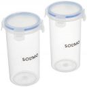 Solimo Lock and Seal Leak-Proof Glass with Lid, 450 ml, Plastic, Set of 2...