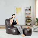 Amazon Brand - Solimo Lounger Leatherette Bean Bag with Footrest Combo & Side Pocket (Brown)_Filled with Beans...