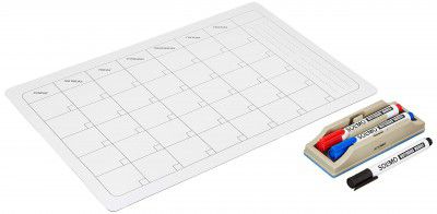 Amazon Brand - Solimo Magnetic Monthly Planner Erasable Board with 3 Markers and 1 Duster
