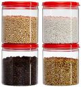Amazon Brand - Solimo Marvel Small Jar with Snapfit Cap, 475 ml, Set of 4, Red, Plastic...
