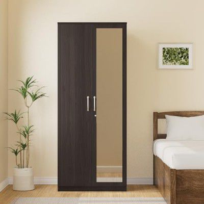 Solimo Medusa Engineered Wood 2 Door Wardrobe Full Mirror (Wenge Finish)