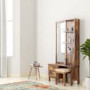 Amazon Brand - Solimo Mehraab Dressing Table with Stool (Solid Sheesham Wood, Natural Finish)...