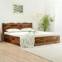 Amazon Brand - Solimo Mehraab King Size Solid Sheesham Wood Bed with Box Storage (Natural Finish)...