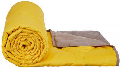 Solimo Microfibre Reversible Double Bed Comforter/Quilt/AC Blanket|Yellow & Dark Beige|220 GSM| TC - 80