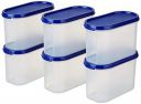 Solimo Modular Plastic Storage Container With Airtight Lid 1.2 Litres | Set of 6 (Blue)...
