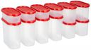 Solimo Modular Plastic Storage Containers with Lid (525 ml + 1200 ml + 1800 ml) | (Set of 12) (Light Red)...