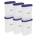 Solimo Modular Plastic Storage Containers with Lid | Set of 6 | 2.4 L (Blue)...