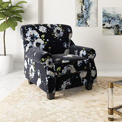 Solimo Molteno Wing Chair (Fabric, Blue Botanical, 1 Piece)