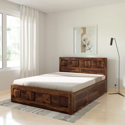 Solimo Mynim Queen Size Solid Sheesham Wood Bed with Storage