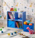 Solimo Nereid Engineered Wood Kids Storage Shelf (4 Shelves, Matte Finish, Blue)...