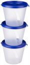 Solimo Nestable & Stackable Polypropylene Container Set, Round, 1000 ml, Set of 3, Blue...