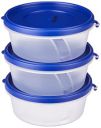 Solimo Nestable & Stackable Polypropylene Container Set, Round, 500 ml, Set of 3, Blue...