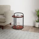 Amazon Brand - Solimo Niwanto Metal & Mango Wood Top Kitchen Serving Trolley with 1 Shelf...
