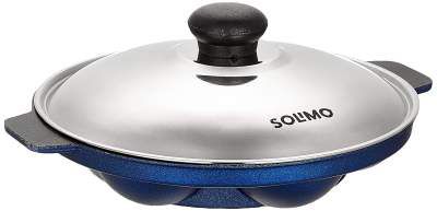 Amazon Brand - Solimo Non-Stick 7 Cavity Appam Patra with Stainless Steel Lid