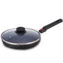 Solimo Non-Stick Fry Pan with Glass Lid with Detachable Handle | Granite Finish | Induction Base | PFOA Free | High Temperature Resistant Exterior Coating | 22 cm | Black...