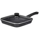 Solimo Non-Stick Grill Pan with Glass Lid | 1.8L / 24cm | Cast Aluminium Body | Induction & Gas Compatible | PFOA-Free Non-Stick Coating...