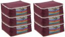 Solimo Non-woven Saree Bag | Transparent Window | Quality Stitching | Durable Zipper (Pack of 6)...