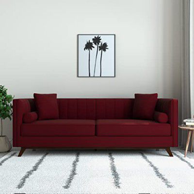 Amazon Brand - Solimo Ohrid 3 Seater Sofa (Fabric, Garnet Red)