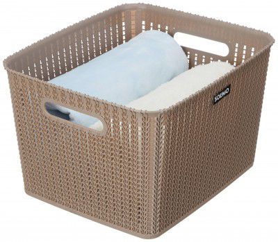 Amazon Brand - Solimo Organizer Basket Without Lid, Sandy Brown