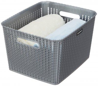 Amazon Brand - Solimo Organizer Basket Without Lid, Silver