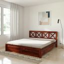 Amazon Brand - Solimo Paarl King Size Solid Sheesham Wood Bed with Storage (Honey Finish, 2 Drawers)...