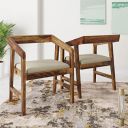 Amazon Brand - Solimo Panoply Seating Chair with Cushion (Solid Sheesham Wood, Natural Finish, 2 Pieces)...
