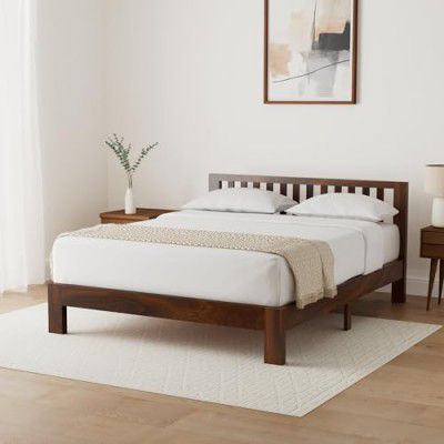 Solimo Petra Solid Sheesham Wood Queen Bed (Teak Finish)